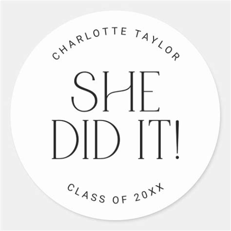 Modern Fete Minimal She Did It Graduation Sticker Zazzle