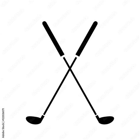 Crossed Golf Clubs Icon A Hand Drawn Vector Illustration Of Crossed