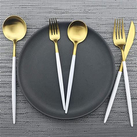 Luxury White Gold Flatware, Silverware Sets, Elegant Cute 18/10 ...