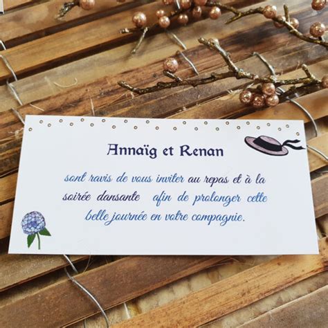 Coupon D Invitation Au Repas De Mariage Th Me Mer Et Bretagne