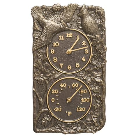 Whitehall Products Cardinal Combo Outdoor Wall Clock And Thermometer French Bronze Walmart