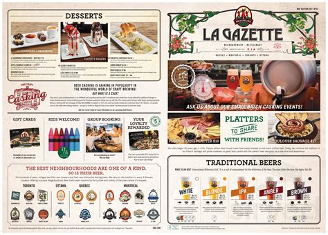 Les 3 Brasseurs menu in Ottawa, Ontario, Canada