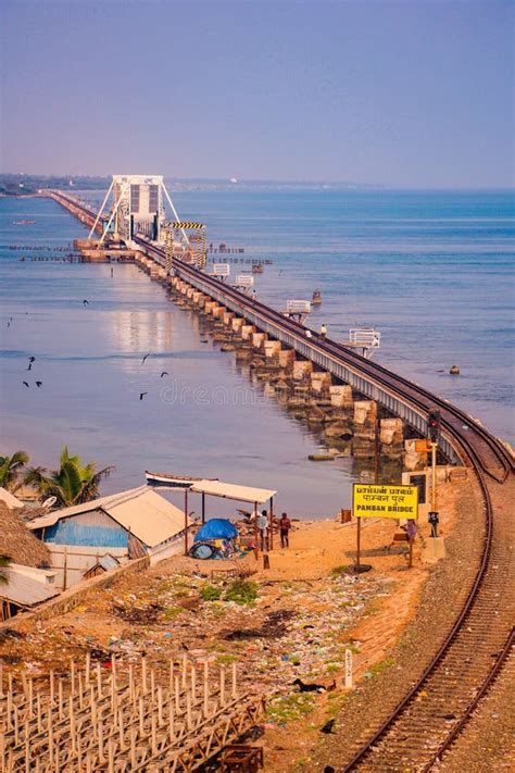 View of Pamban Bridge in Rameshwaram. First Indian Bridge, Which ...