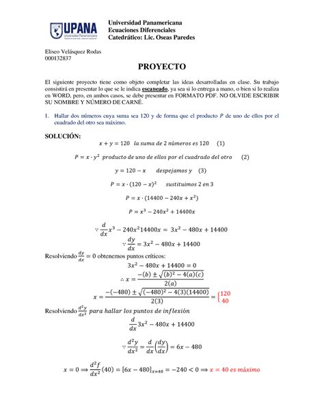 Proyecto CÁ Lculo Diferencial Upana Ecuaciones Diferenciales