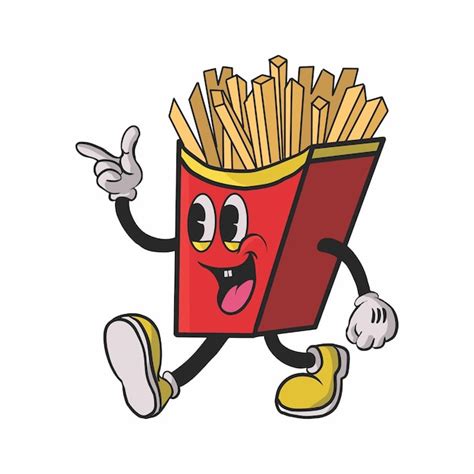 Premium Vector Vintage French Fries Cartoon Character 9039s Premium Vector