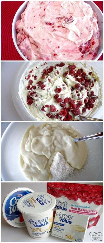 Raspberry Vanilla Jello Salad Butter With A Side Of Bread