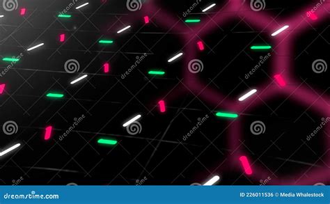 Abstract Grid Of Hexagons And Moving Genes On Black Background Motion
