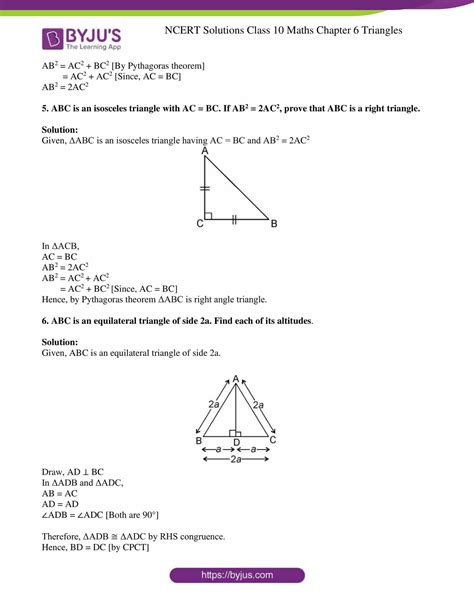 NCERT Solutions For Class 10 Maths Chapter 6 Triangles