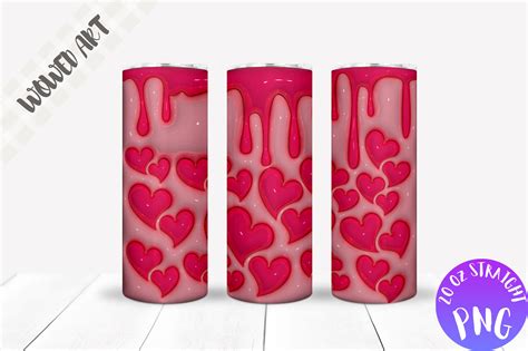 Pink Hearts 20oz Skinny Tumbler Wrap Graphic By Wowed Art · Creative