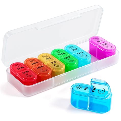 Snapklik Weekly Pill Organizer 2 Times A Day One Side Open Daily