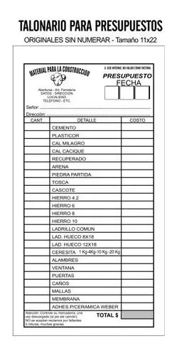 Talonarios Presupuesto Nota Pedido Comprobante X En Venta En