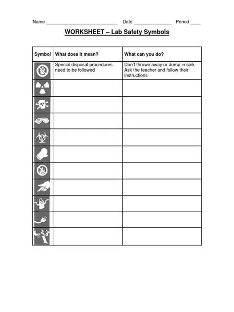 Worksheet Lab Safety Symbols - Printable Calendars AT A GLANCE