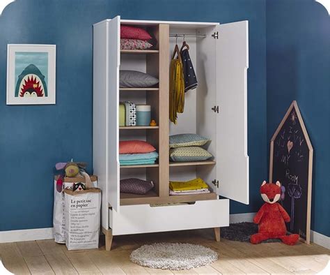 Armoire Enfant Riga Blanche Et Bois