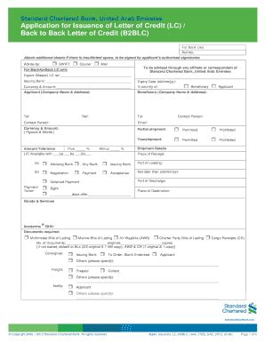 Fillable Online Application for Issuance of Letter of Credit (LC ...