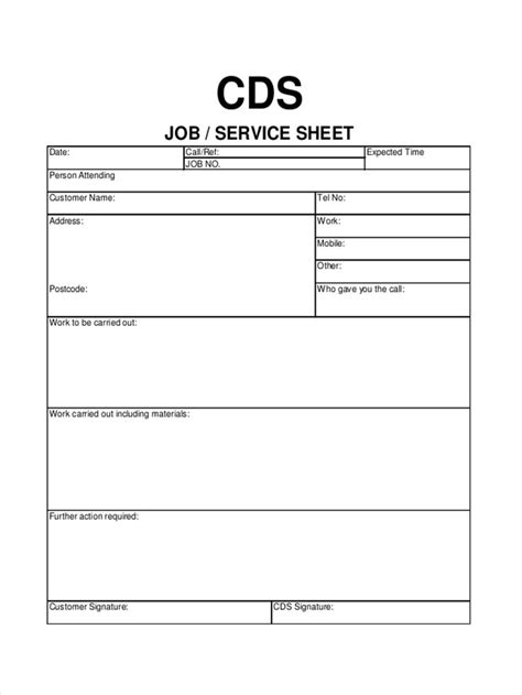 Job Sheet Examples Samples