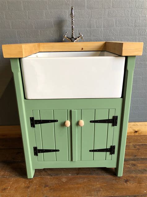 Freestanding Belfast Butler Sink Unit With Pine Top Handmade Kitchen