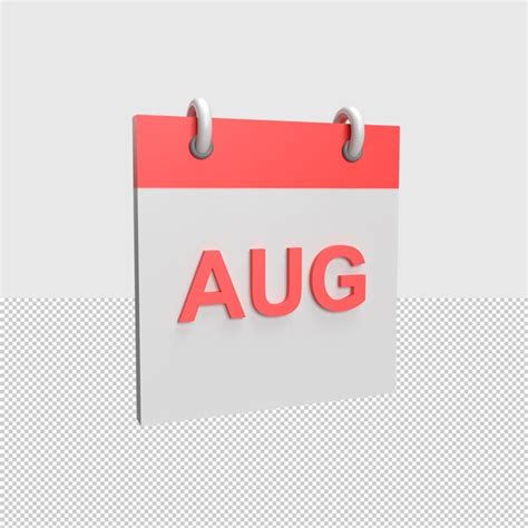 Premium PSD 3d Augustus Calendar Rendered Object Illustration