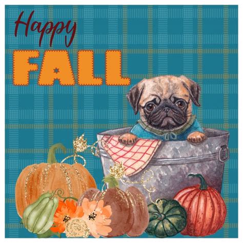 Autumn Fall Pug Dog Poster Free Stock Photo - Public Domain Pictures