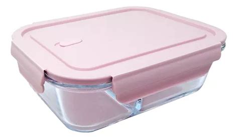 Refractario Rectangular De Cristal Ml Color Rosa