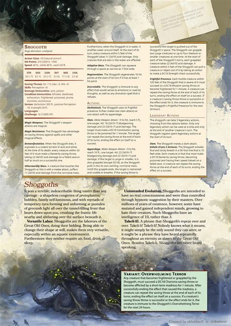 Homebrew Lovecraftian Monsters Shoggoth Dungeons And Dragons