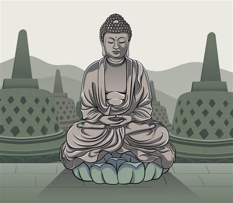 illustration of buddha statue with stupa background 24318129 Vector Art ...