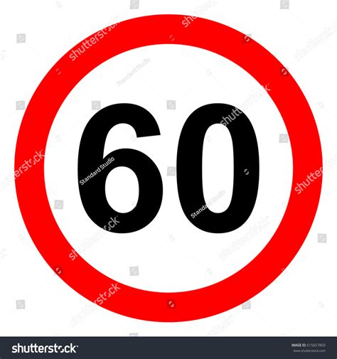 Speed Limit Traffic Sign 60 Vector Stock Vector Royalty Free 615657803 Shutterstock