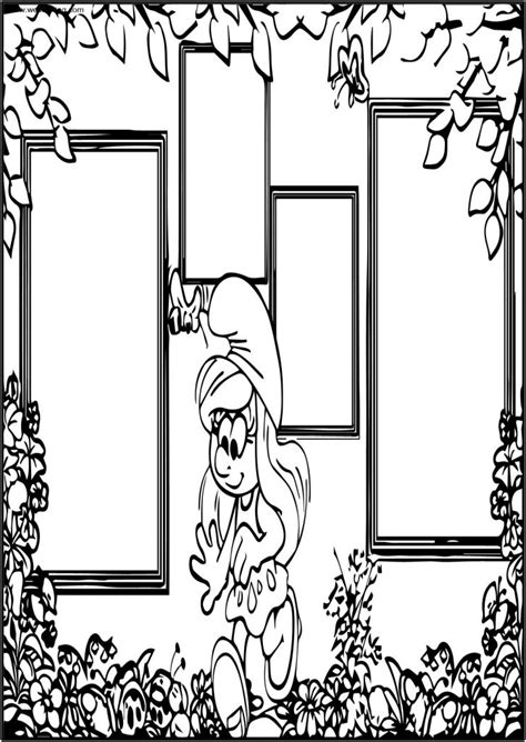 Smurfs Molduras Border Frame Smurf Free Printable Coloring Page