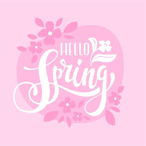 Free Vector Hello Spring Lettering Concept