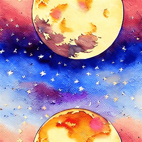 Sun Moon Painting Watercolor Hyper Realistic Intricate Detail Graphic ...