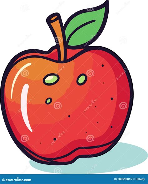 Vector Red Apple With Green Leaf Stock Illustration Illustration Of