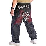 QBO Men S Hip Hop Embroidery Graphic Baggy Jeans Loose Pants At Amazon