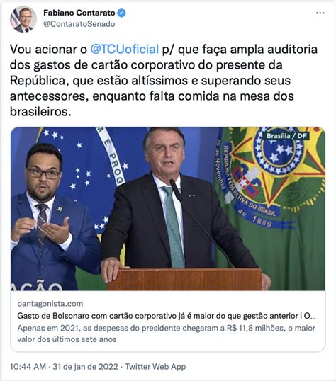 Contarato Aciona Tcu Por Gastos De Bolsonaro No Cartão Corporativo