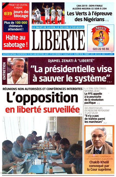 Revue De Presse Les Unes De Vos Journaux Du Dimanche 14 Juillet — Tsa