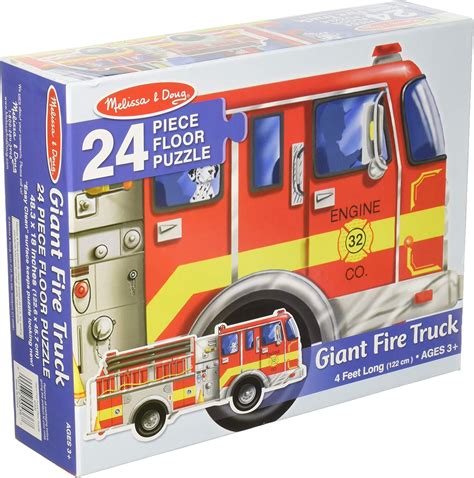 Melissa Doug Giant Fire Truck Floor Puzzle Easy Clean Surface