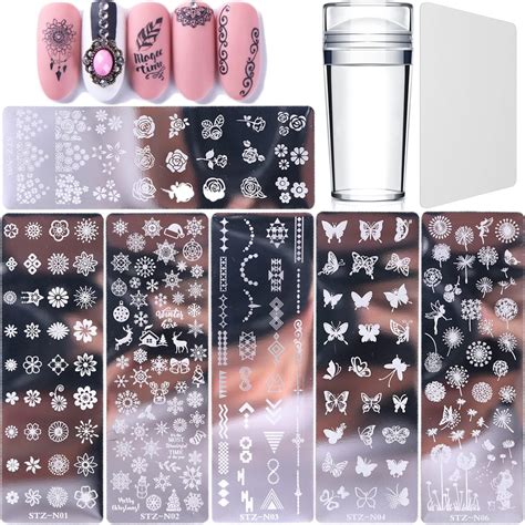 Nail Art Platen 6 Stuks Sjablonen Om Nail Art Op Nagels Te Stempelen