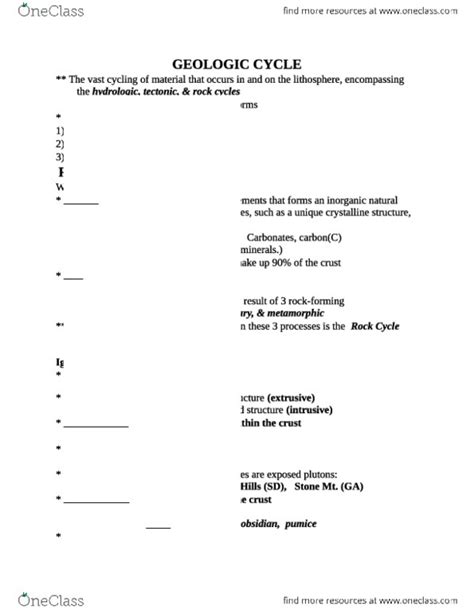 Geol Geologic Cycle Review Notes Oneclass