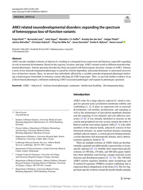 PDF ANK3 Related Neurodevelopmental Disorders Expanding The Spectrum