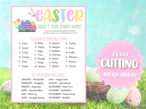 Whats Your Bunny Name Printable Easter Game Printable Etsy