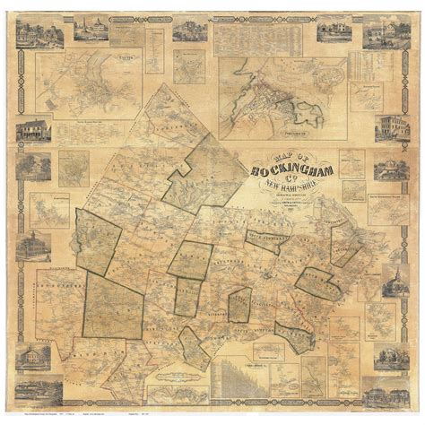 Map of Rockingham County, NH 1857 - Print of Wall Map