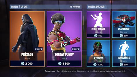 Fortnite boutique du 21 août Millenium