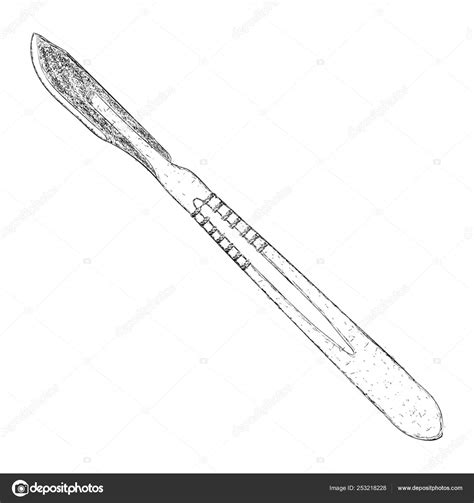 Scalpel Illustration Hand Drawn Vector Stock Vector Image By