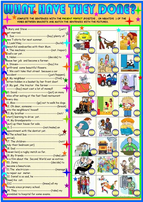 What Have They Done Pictur English Esl Worksheets Pdf Doc