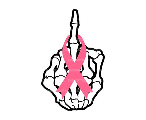 Pink Ribbon Skeleton Middle Finger Svg Fuck Cancer Breast Etsy Canada