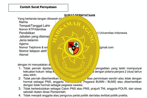 Surat Pernyataan Mahkamah Agung Cpns Pdf Docx Nguliah