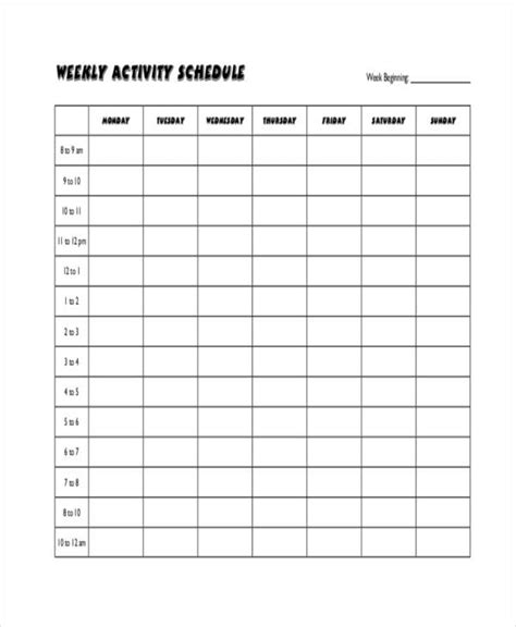Blank Workout Schedule Template 8 Free Word Pdf Format Download