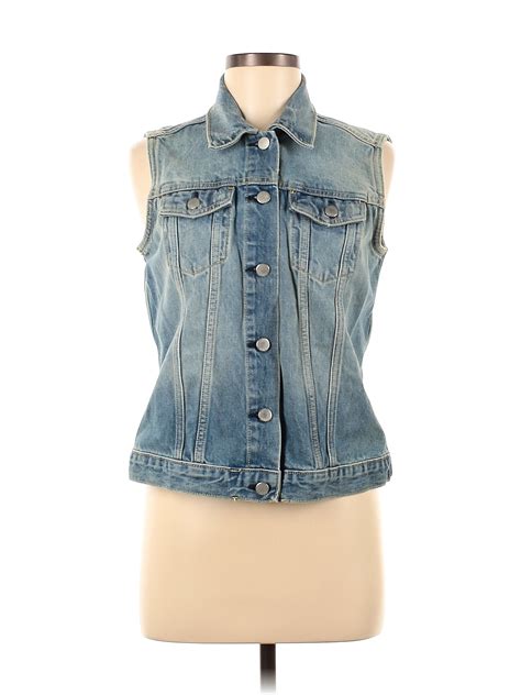 Gap Outlet 100 Cotton Solid Blue Denim Vest Size M 55 Off Thredup