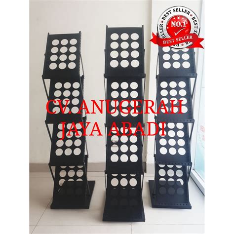 Jual Rak Brosur Lipat Besi Susun Hitam Rak Brosur Tingkat Rak