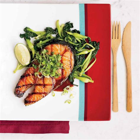 Salmon Steaks With Soy Maple Glaze Recipe Steven Raichlen