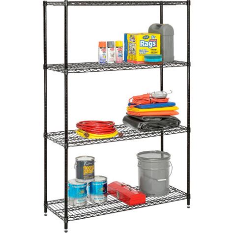 Nexel® Black Epoxy 4 Tier Shelving In A Box 48w X 24d X 74h