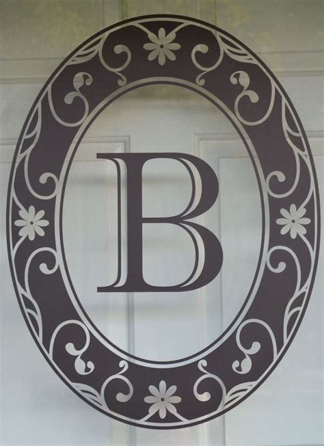 Oval Monogram Static Cling Front Door Decal 21 x